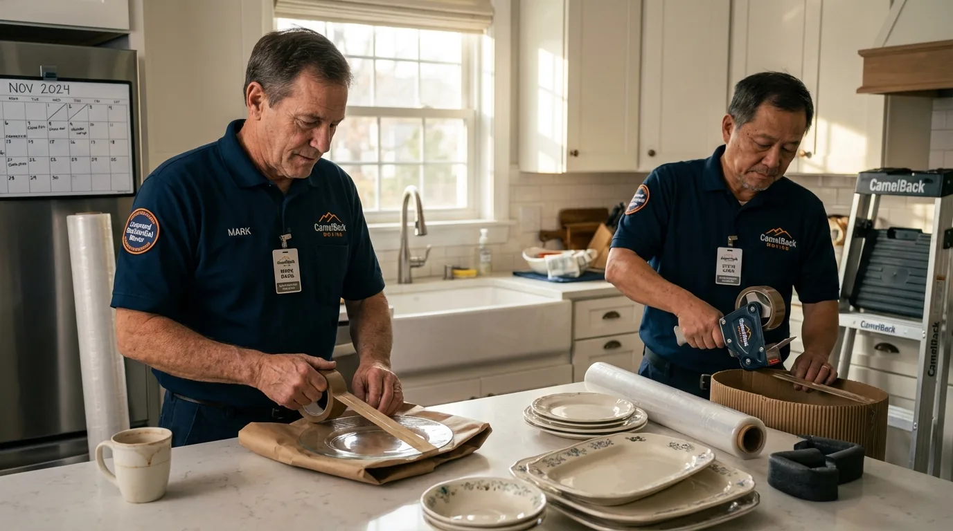 Professional crew packing kitchen dishware in Buckhannon, WV